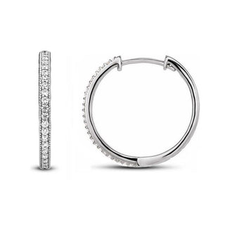 Rhodium Plated Lab Grown Diamond Hoop Earrings