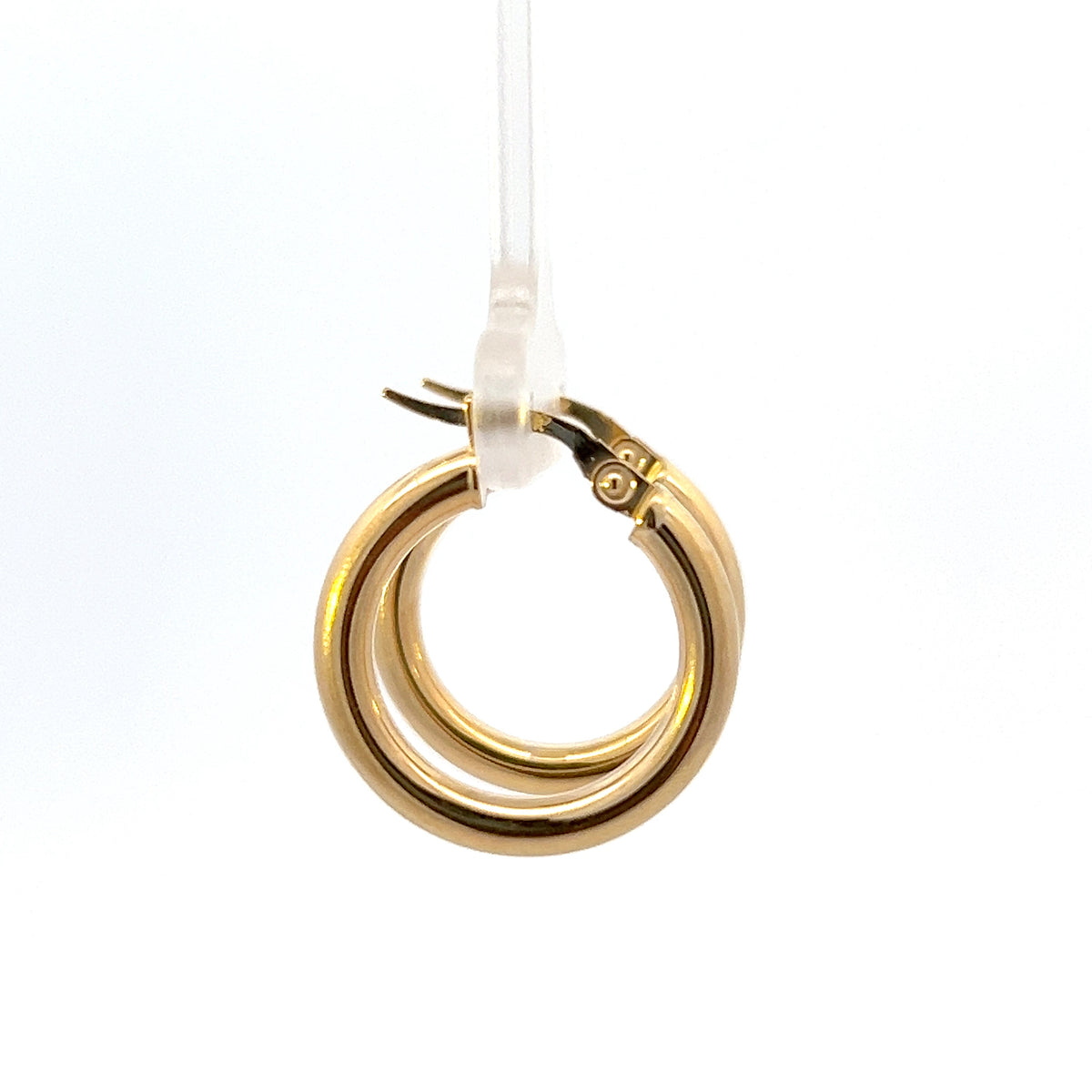 10K Yellow Gold 3mm Tube  Hoop Earrings Medium