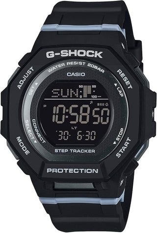 Casio G-Shock Step Tracker Black with Light Blue Digital Watch GMDB300-1, Black, Sport