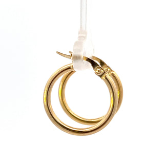 10K Yellow Gold 2mm Tube  Hoop Earrings Medium