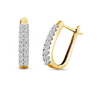 Sparkling Pave set Lab Diamond Double Row Earrings