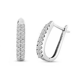 Sparkling Pave set Lab Diamond Double Row Earrings