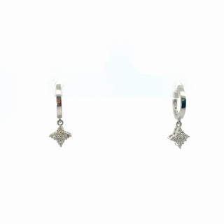 Plated Lab Grown Diamond Dangle Hoop Huggie Earrings