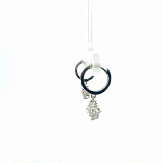 Plated Lab Grown Diamond Dangle Hoop Huggie Earrings