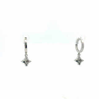 Plated Lab Grown Diamond Dangle Hoop Huggie Earrings