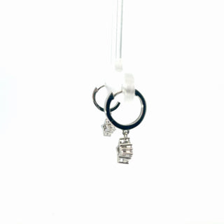 Plated Lab Grown Diamond Dangle Hoop Huggie Earrings