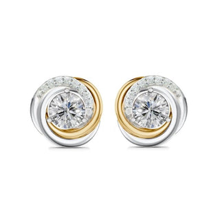 Lab Grown Two-Tone Diamond Trinity Stud Earrings