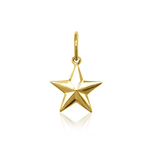 10K Yellow Gold Puff Star Charm Pendant