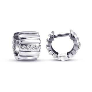 Lab Grown Diamond Grooved Hoop Huggie Earrings