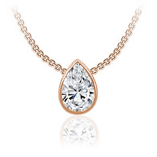 10K Gold Lab Grown Pear Cut Diamond Necklace