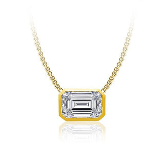 10K Gold Lab Grown Emerald Cut Diamond Necklace