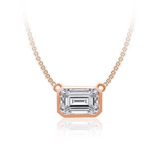 10K Gold Lab Grown Emerald Cut Diamond Necklace