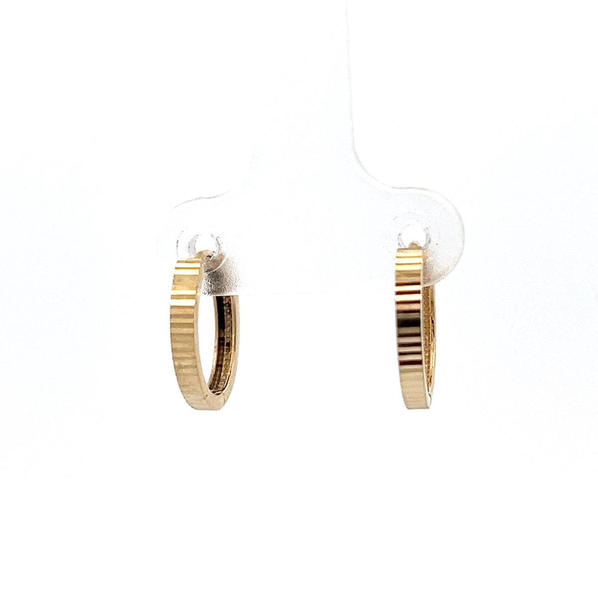 10K Yellow Gold Diamond -Cut Huggie Earrings