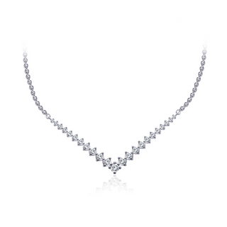 Elegant Graduated Lab Grown Diamond V Shape Tennis Style Necklace