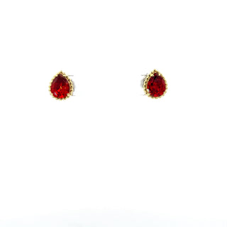 Color stones Lab Created Beaded Pear-Shape Motif Stud Earrings