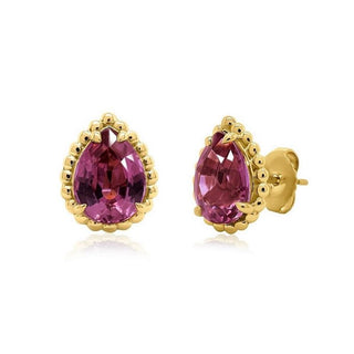 Color stones Lab Created Beaded Pear-Shape Motif Stud Earrings