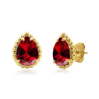 Color stones Lab Created Beaded Pear-Shape Motif Stud Earrings