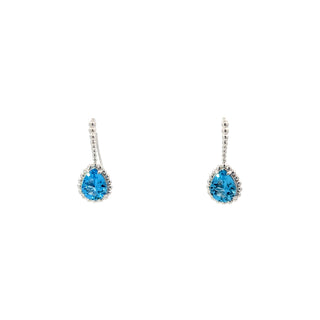 Lab Created Gemstone Beaded Pear-Shape Motif Hoop Earrings