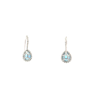 Lab Created Gemstone Beaded Pear-Shape Motif Hoop Earrings