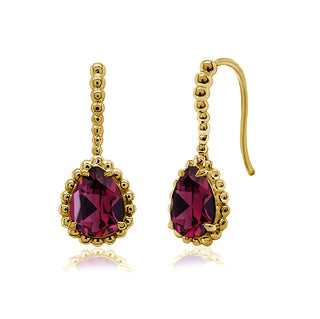 Lab Created Gemstone Beaded Pear-Shape Motif Hoop Earrings