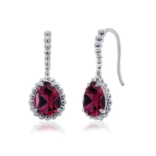 Lab Created Gemstone Beaded Pear-Shape Motif Hoop Earrings