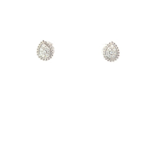 Lab Grown Diamond Beaded Pave Pear-Shape Motif Stud Earrings