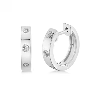 Sterling Silver Gypsy Set Lab Grown Diamond Hoop Earrings