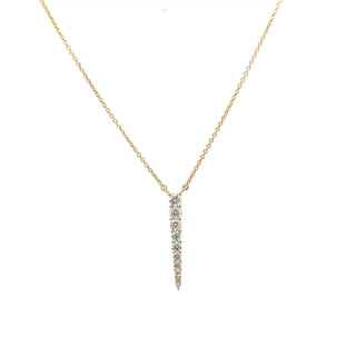 Sterling Silver Lab Grown Graduated Diamond Linear Bar Necklace