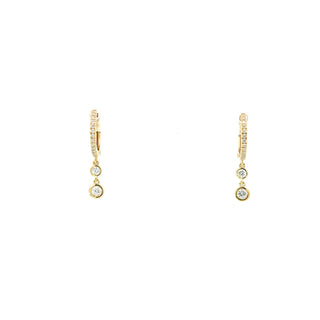 Sterling Silver Lab Grown Diamond Drop Dangle Hoop Huggie Earrings