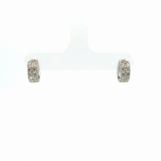 Sterling Silver Lab Grown Diamond Double Row Claw Set Hoop Earrings