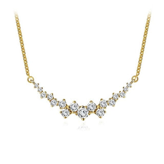 Plated Lab Grown Diamond Graduated Cluster Necklace