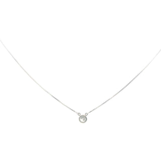 Sterling Silver Round Bezel Set Lab Grown Diamond  Pendant Necklace