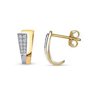 Lab Grown Diamond Two Tone Huggie Earrings