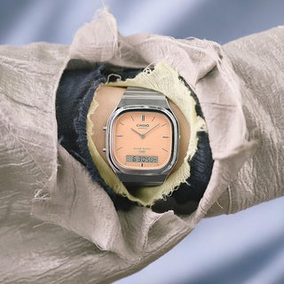 Casio Vintage Matte Orange Dial Stainless Steel Analog-Digital Watch 40.9x35.8mm - AQ240E-4A