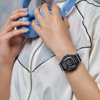 Casio G-Shock Step Tracker Black with Light Blue Digital Watch GMDB300-1, Black, Sport