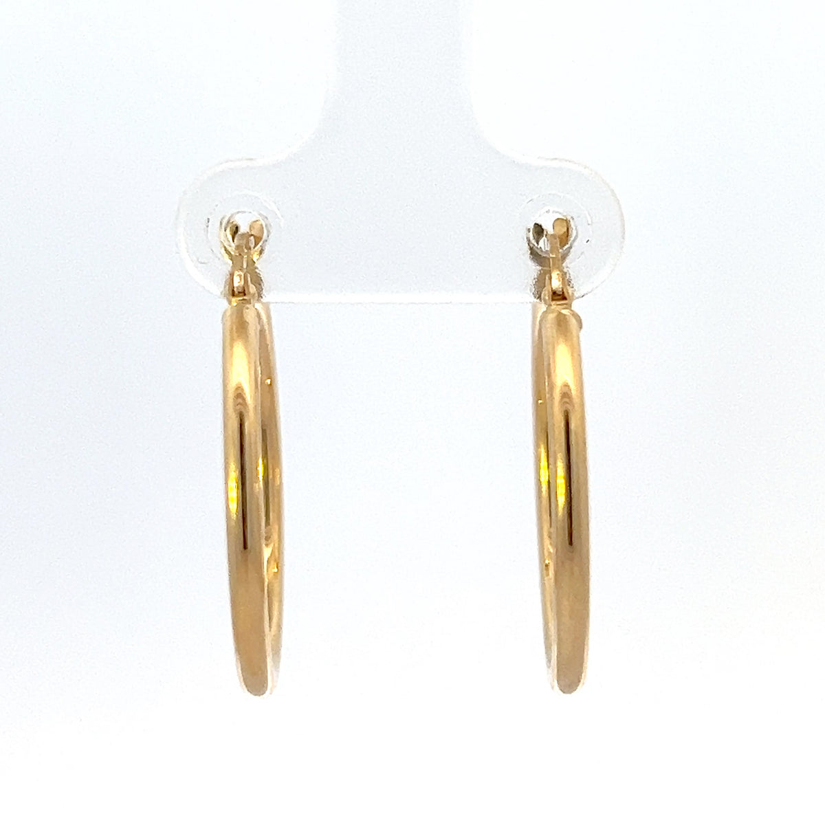 10K Yellow Gold 2mm Tube  Hoop Earrings Large