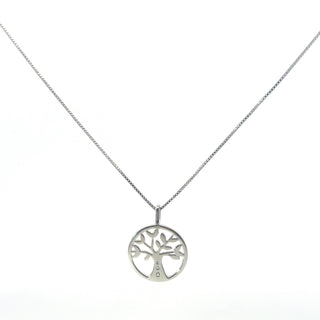925 Sterling Silver Lab Grown Diamond Tree of Life pendant Necklace