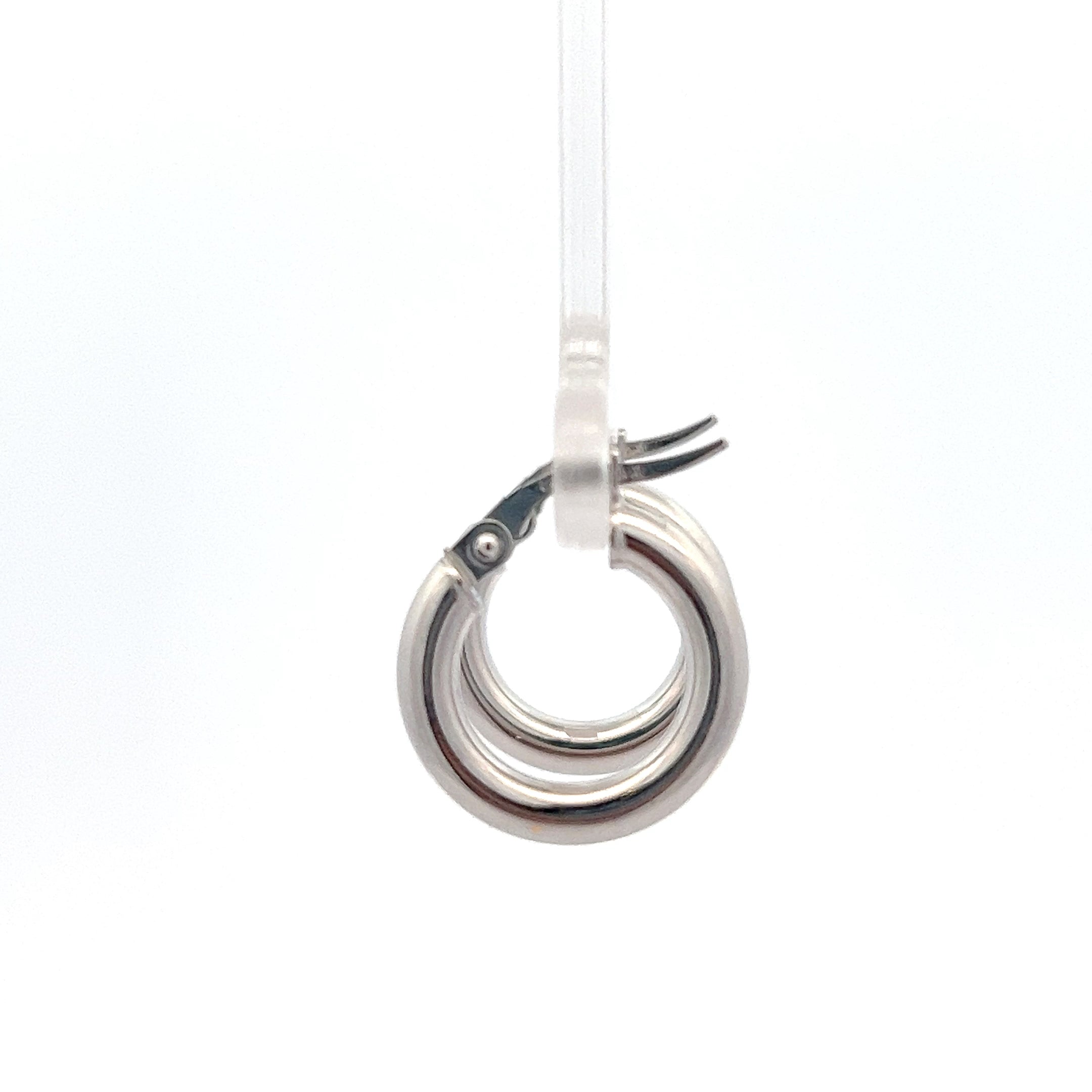 10K White Gold 3mm Tube Hoop Earrings