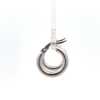 10K White Gold 3mm Tube  Hoop Earrings small
