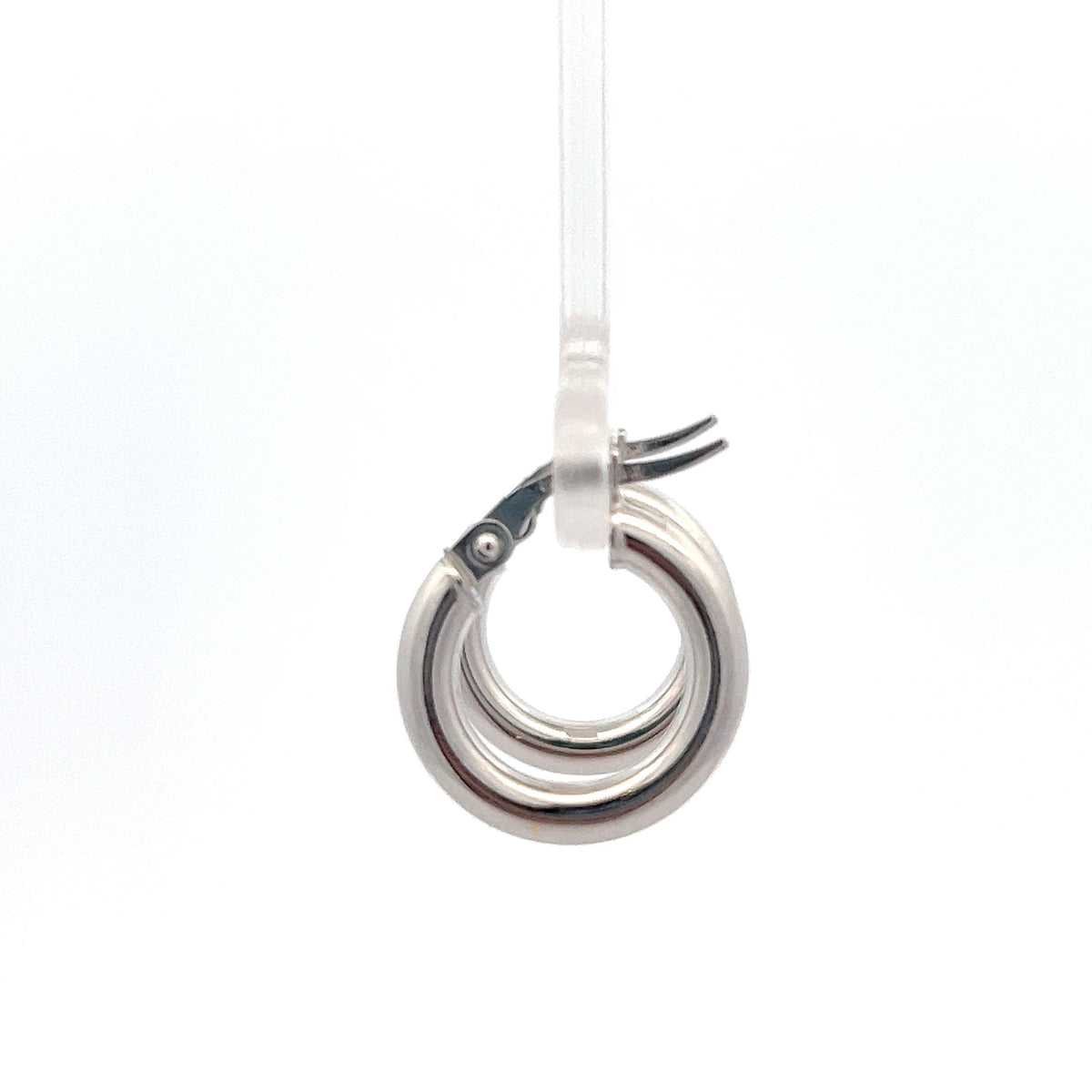 10K White Gold 3mm Tube  Hoop Earrings small