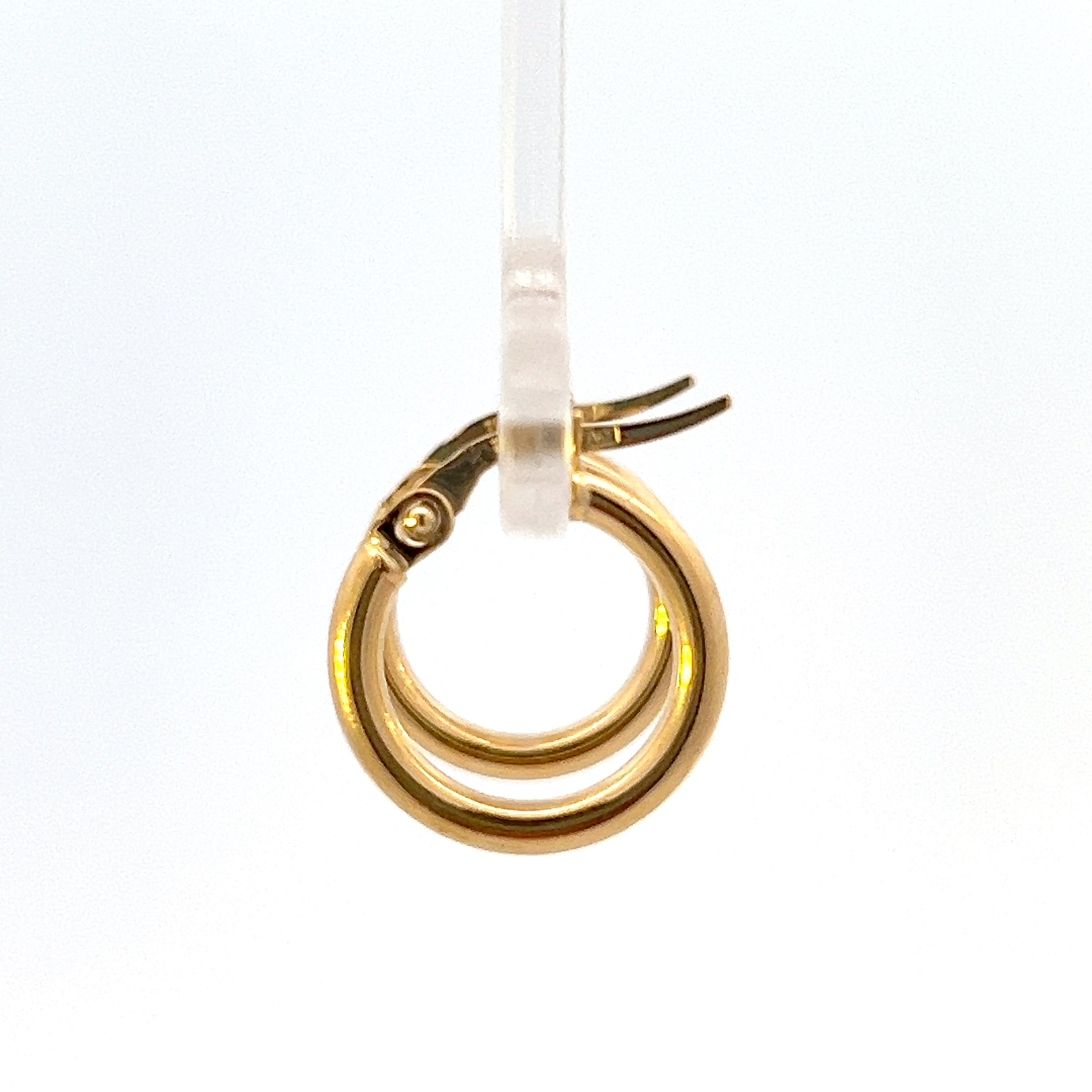 10K Yellow Gold 2mm Tube  Hoop Earrings small