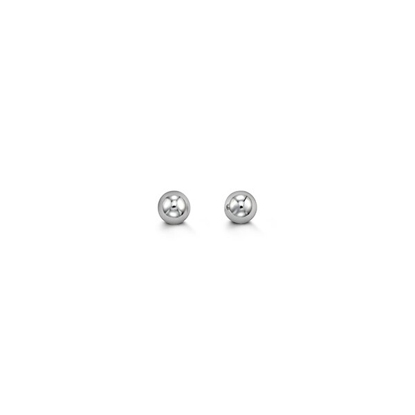 14K White Gold Ball Stud Earrings 3mm