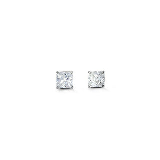14K White Gold Princess Cut Cubic Zirconia Earrings - 6mm