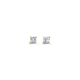 Tracking - 14K Yellow Gold Princess Cut Cubic Zirconia Earrings - 6mm
