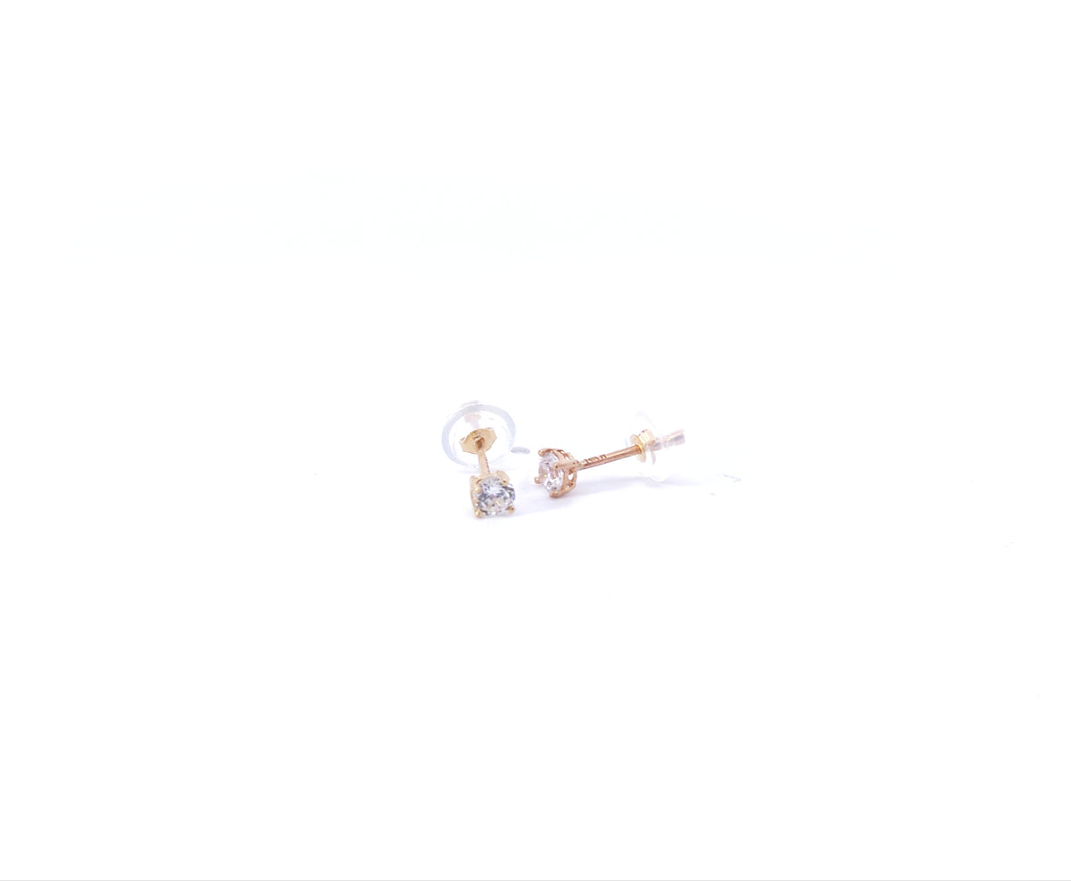 14K Yellow Gold Cubic Zirconia Studs - 3.00mm