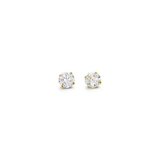 14K Yellow Gold 6mm Round Cubic Zirconia Stud Earrings