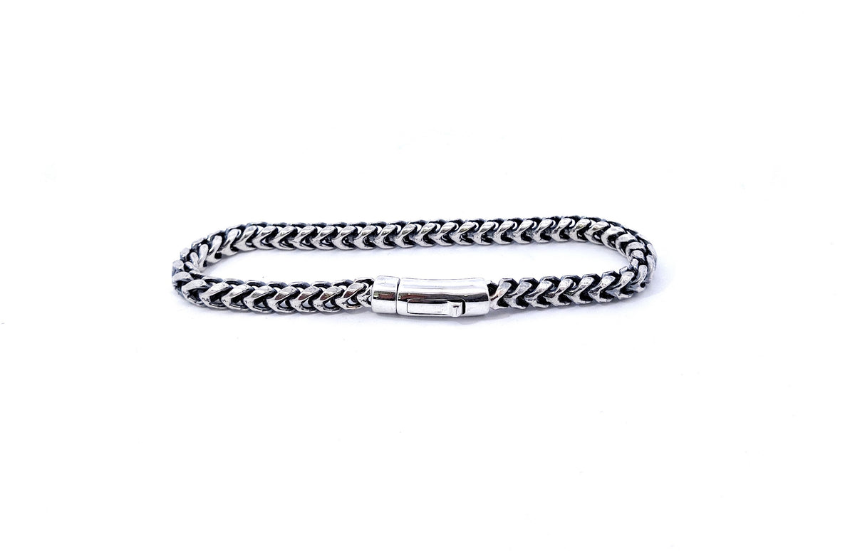 925 Sterling Silver Franco Bracelet with Bar Lock Clasp - 8.5 Inches