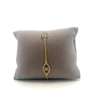 925 Silver Gold Plated Cubic Zirconia Evil eye Bracelet