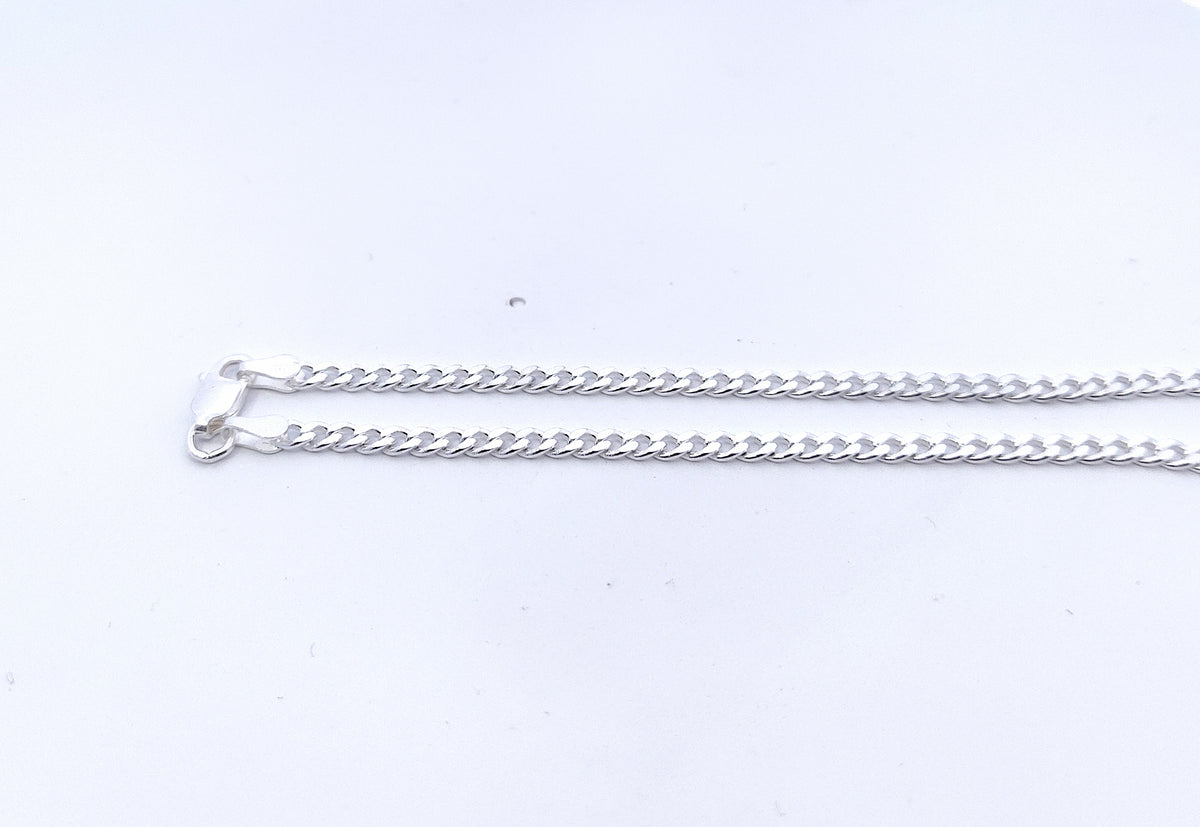 925 Sterling Silver 3mm Curb Chain - 20 Inches