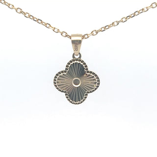925 Silver - Gold Plated Clover Necklace and Earrings Set